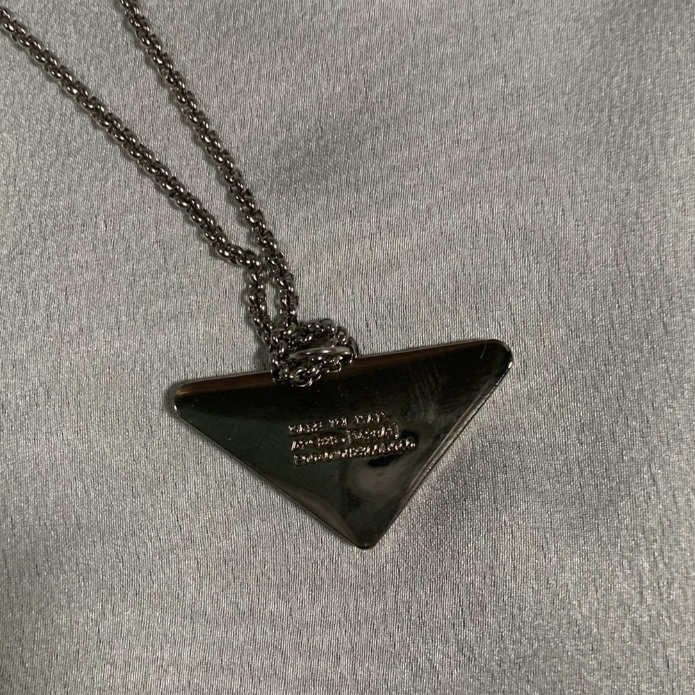 Unique upcycled Prada charm on a silver rope chain - Picture 5 of 6